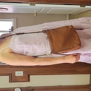 Fossil Brown Leather Slim Crossbody Shoulder Bag Purse